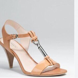 COACH GENESIS CAMEL BROWN LEATHER T-STRAPS SANDALS - 7B